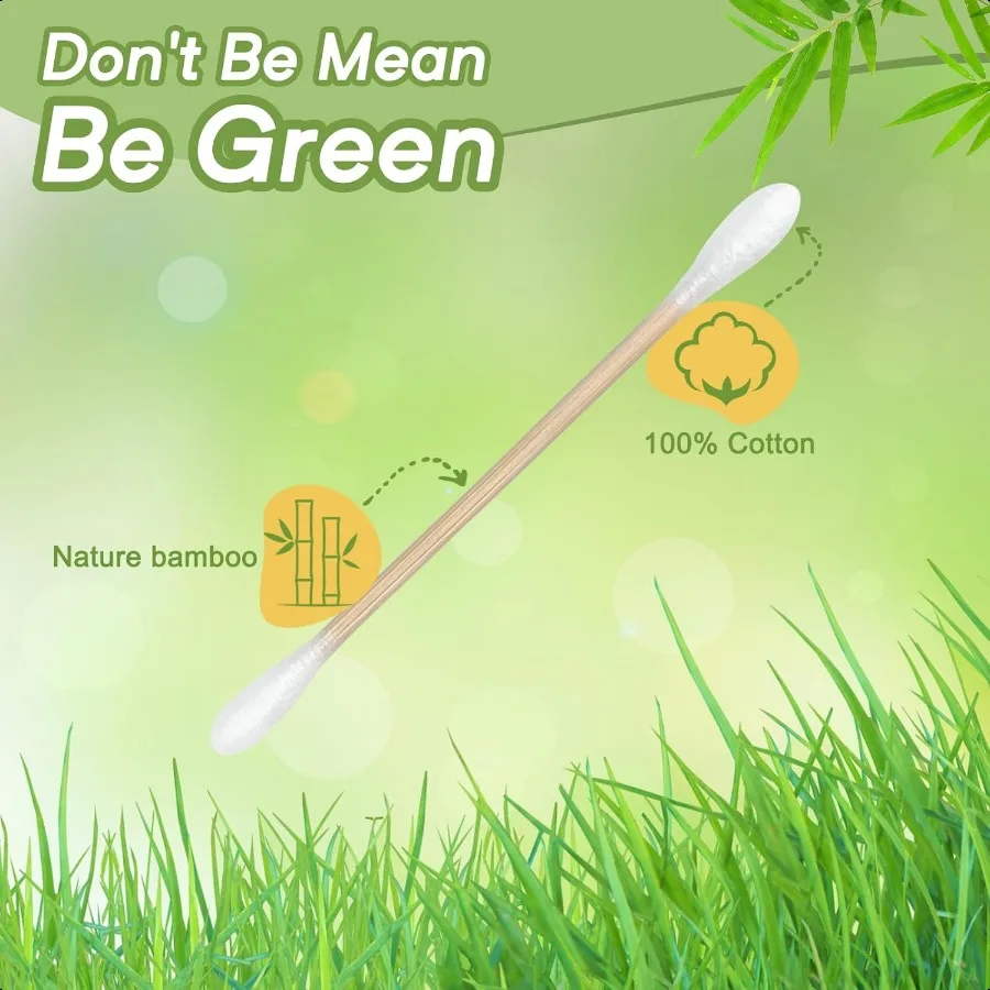 ไม้พันหูตวงกิ๊บไม้ไผ่ 1000 ชิ้น แกนไม้ไผ่แข็งแรง ปลายฝ้ายนุ่ม สำหรับแต่งหน้า ดูแลผิวพรรณ และการดูแลส่วนบุคคล รักษ์โลก