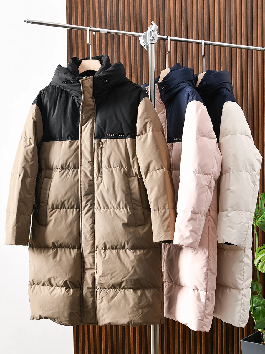 

Couple's Fashionable Mid-Length down Jacket 90% Duck down Anti-Hot Temperature Control Youth Outerwear Casual Style