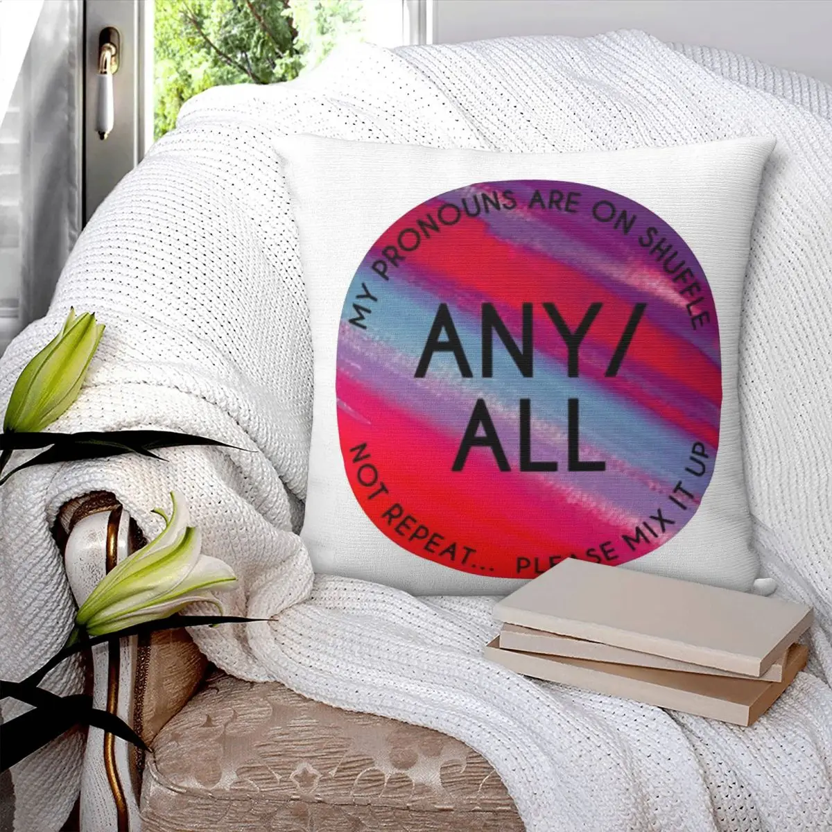 My Pronouns Are On Shuffle Square Pillowcase Pillow Cover Polyester Cushion Decor Comfort Throw Pillow for Home Bedroom