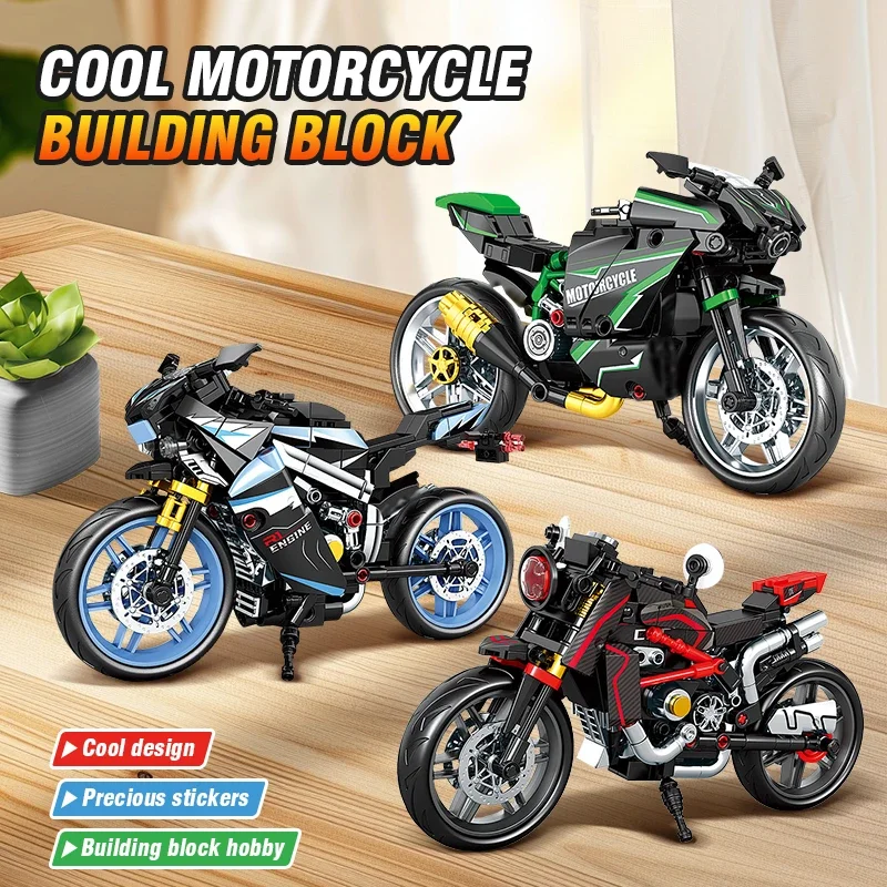 

Retro Motorcycle Building Blocks Racing Moto Car Model Block Motorbike Vehicle Bricks Toys Children Birthday Gifts Desktop Decor