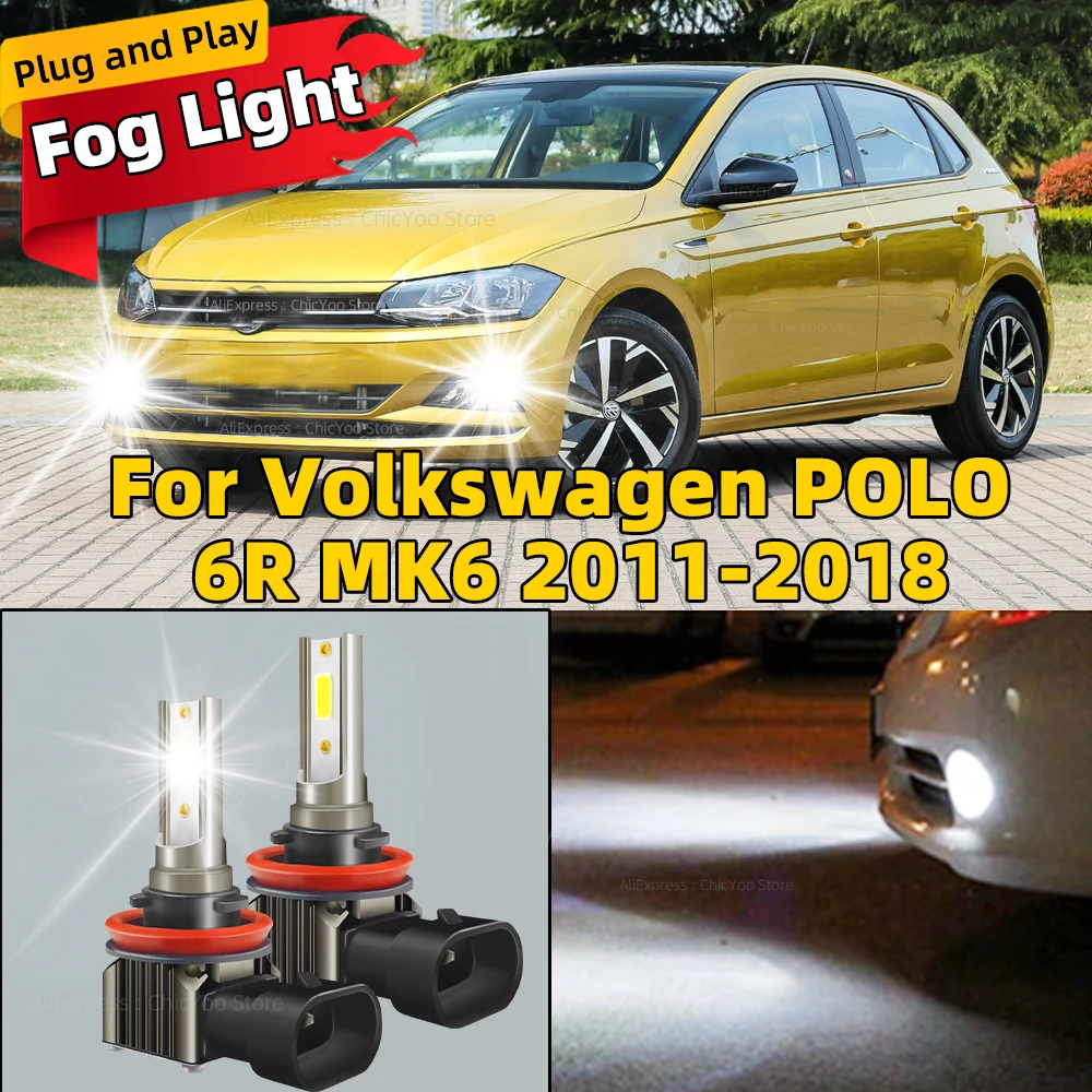2x 80w h11 h8 הוביל ערפל אורות h9 המכונית plug and לשחק עבור vw volkswagen polo 6r mk6 2011 2012 2013 2014 2015 2016 2017 2018