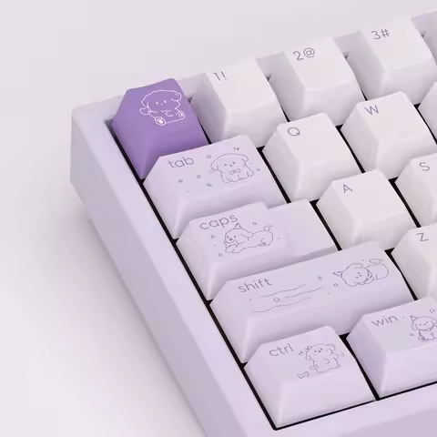 Star Dogs Theme Keycap Set 143key PBT Custom Cute Purple Pink Keyboard Cap Cherry Profile Gaming KeyCap for Mechanical Keyboard