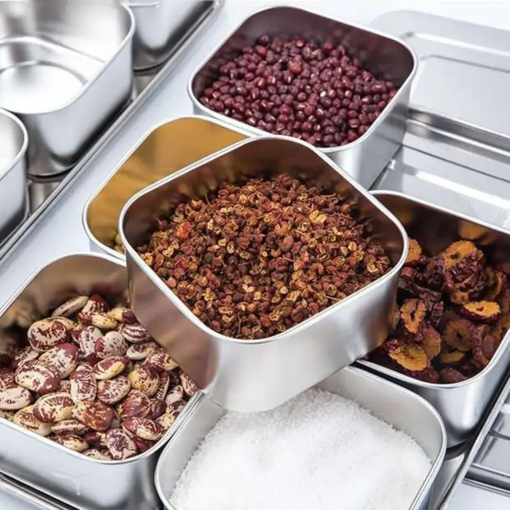 Seasoning Storage Box 6 8 Grid Stainless Steel Rust Proof Food Preparation Rectangular Durable Dessert Ingredient New