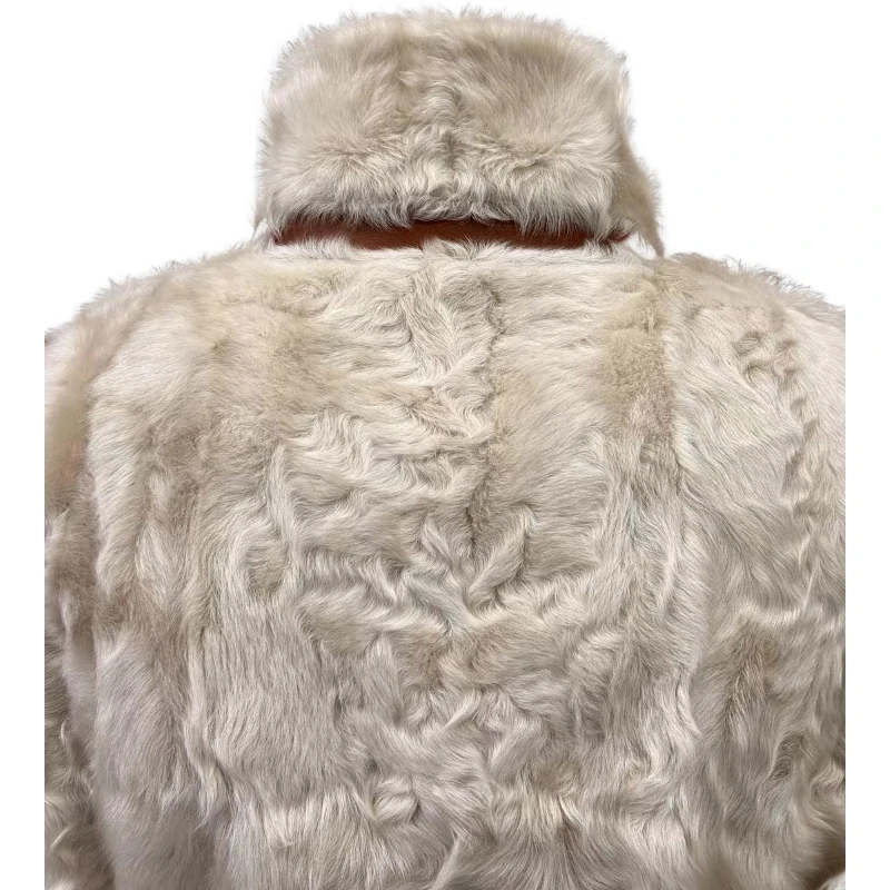 Gold lamb fur fur body imported fetal wool fur body coat sheepskin fur outside luxury   femme  abrigos elegantes