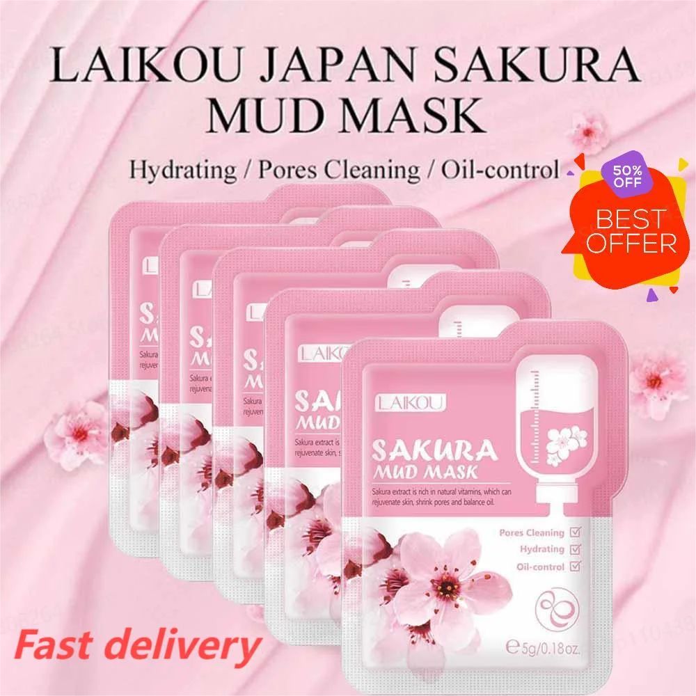 1/5 Uds Sakura mascarilla de colágeno de barro hidratación profunda acondicionamiento de la piel brillo limpieza profunda suavizante productos para el cuidado de la piel