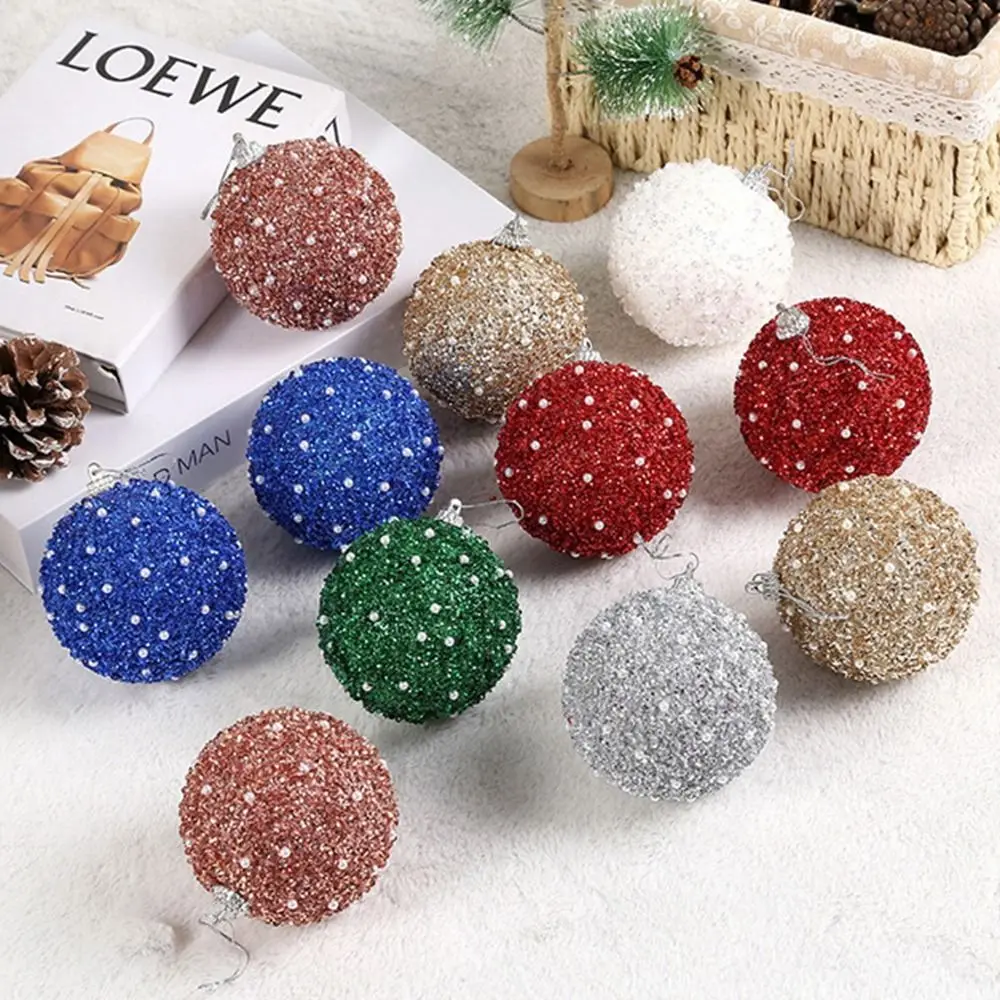 

6Pcs 8cm Glitter Christmas Ball Foam Decorative Christmas Tree Pendants Hanging Colorful Christmas Tree Decoration Holiday