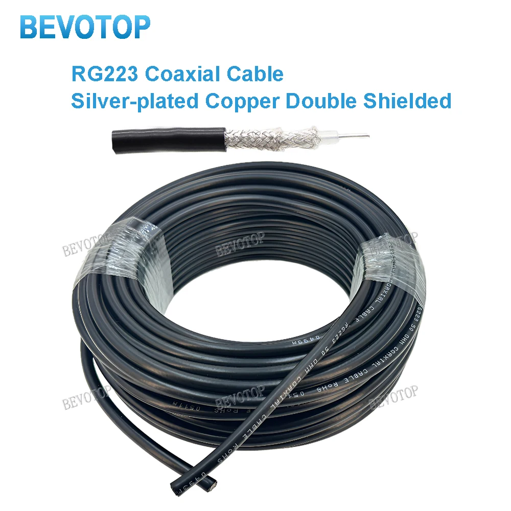 1M-200M Black RG223 RG-223 Double Shielded 50-3 Low Loss 50 Ohm High Quality RF Coaxial Cable Jumper Wire Cord