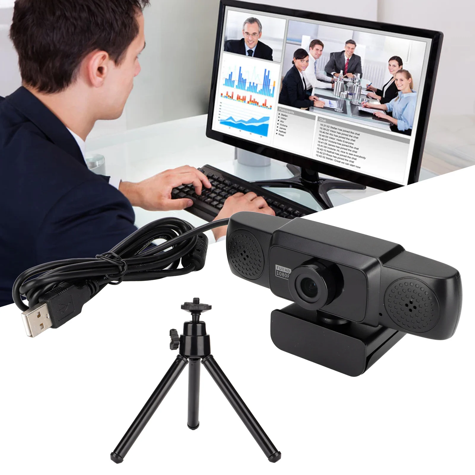 1080P Web Camera 95 Degree View Plug And Play Multifunctional Full HD Video Webcam For Recording Conferencing