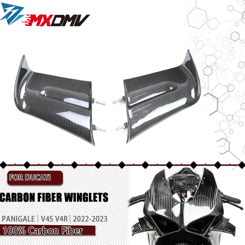 

Carbon Fiber 100% 2022 2023 Motorcycle Winglets Aerodynamics Air Deflector Fit For DUCATI V4 Panigale V4 V4S/R/SP Accessories