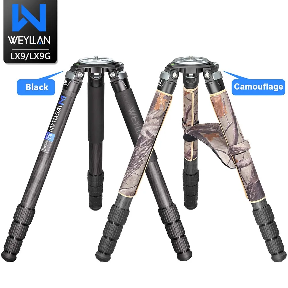 WEYLLAN LX9/LX9G Carbon Fiber Tripod Heavy Duty Tripod for Hunting Camera Tripod Bowl Adapter 40mm Tube Camouflage Load 40kg
