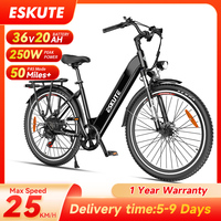 ESKUTE-Electric Bike with Front Fork Bicycle, ESKUTE ES-28-LJ, 250W Motor, 36V, 20Ah Battery, 28*1.75 'Tires, 25 km/h Max Speed