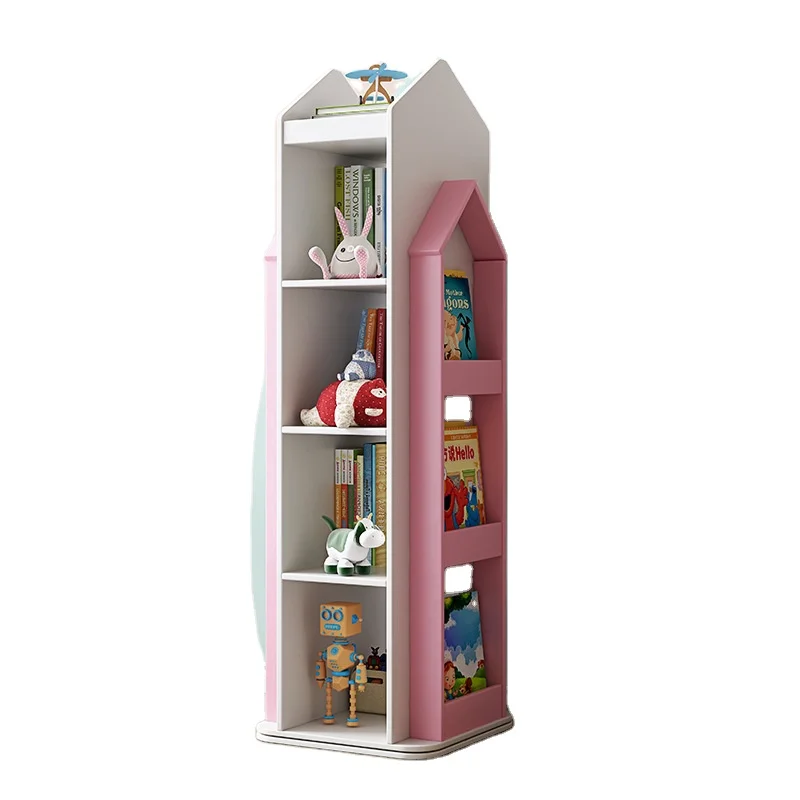 xx-Kids' Cabinets With Rotating Double-layer Chassis NEWSEN Solid Wood Book Rack for Kids Furniture Bookcases#