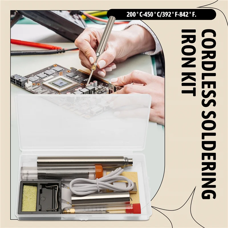 LICE-5V 15W USB Kit Besi Solder Tanpa Kabel 1100Mah USB Alat Besi Solder Perbaikan Pengelasan Pengisi Daya Besi Solder