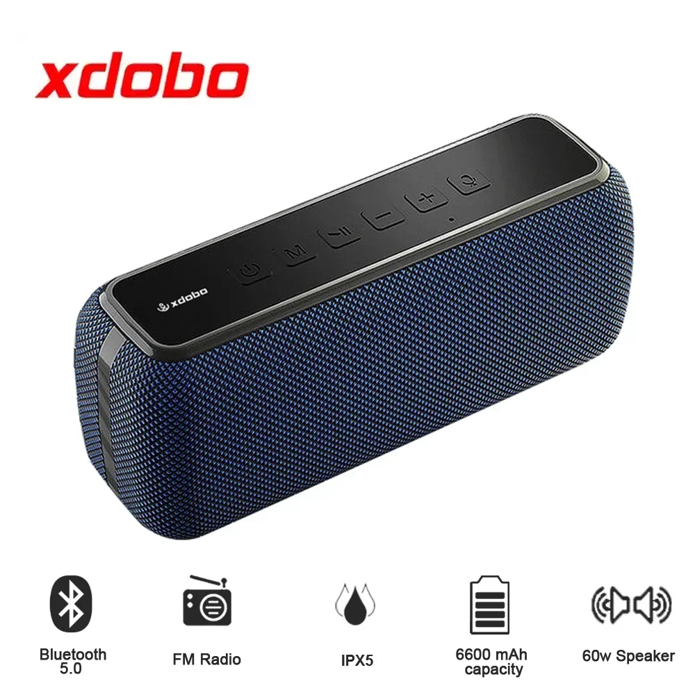 XDOBO X8 60W Portable Wireless Bluetooth Speaker Outdoor IPX5 Waterproof Subwoofer 6600mAh TWS Function Supports TF/AUX