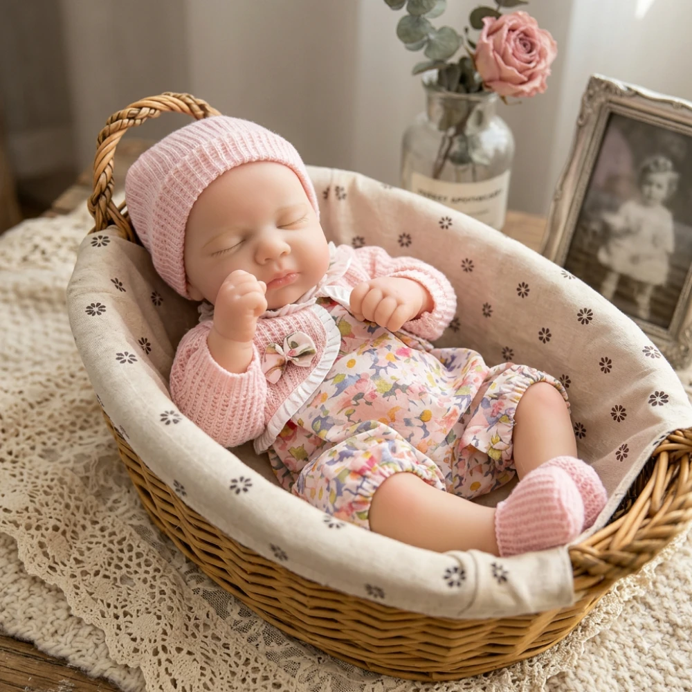 Aizwa1 13 Inch Bebe Silicone Loulou Reborn Girl Handmade Newborn Baby Doll Cute Lifelike Doll Toy