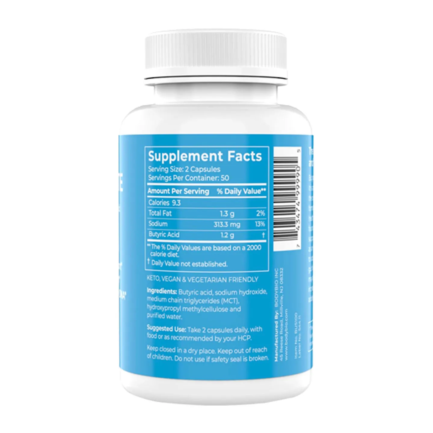 Sodium Butyrate Capsules - Gut Digestive Health Support 60 Capsules
