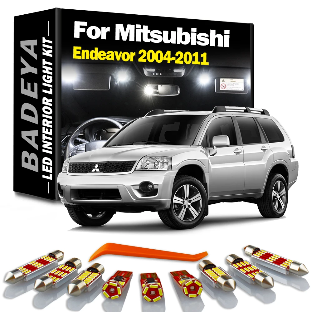 BADEYA 17Pcs Canbus For Mitsubishi Endeavor D7 D8 2004- 2009 2010 2011 LED Interior Reading Vanity Mirror Light Kit Car Bulbs