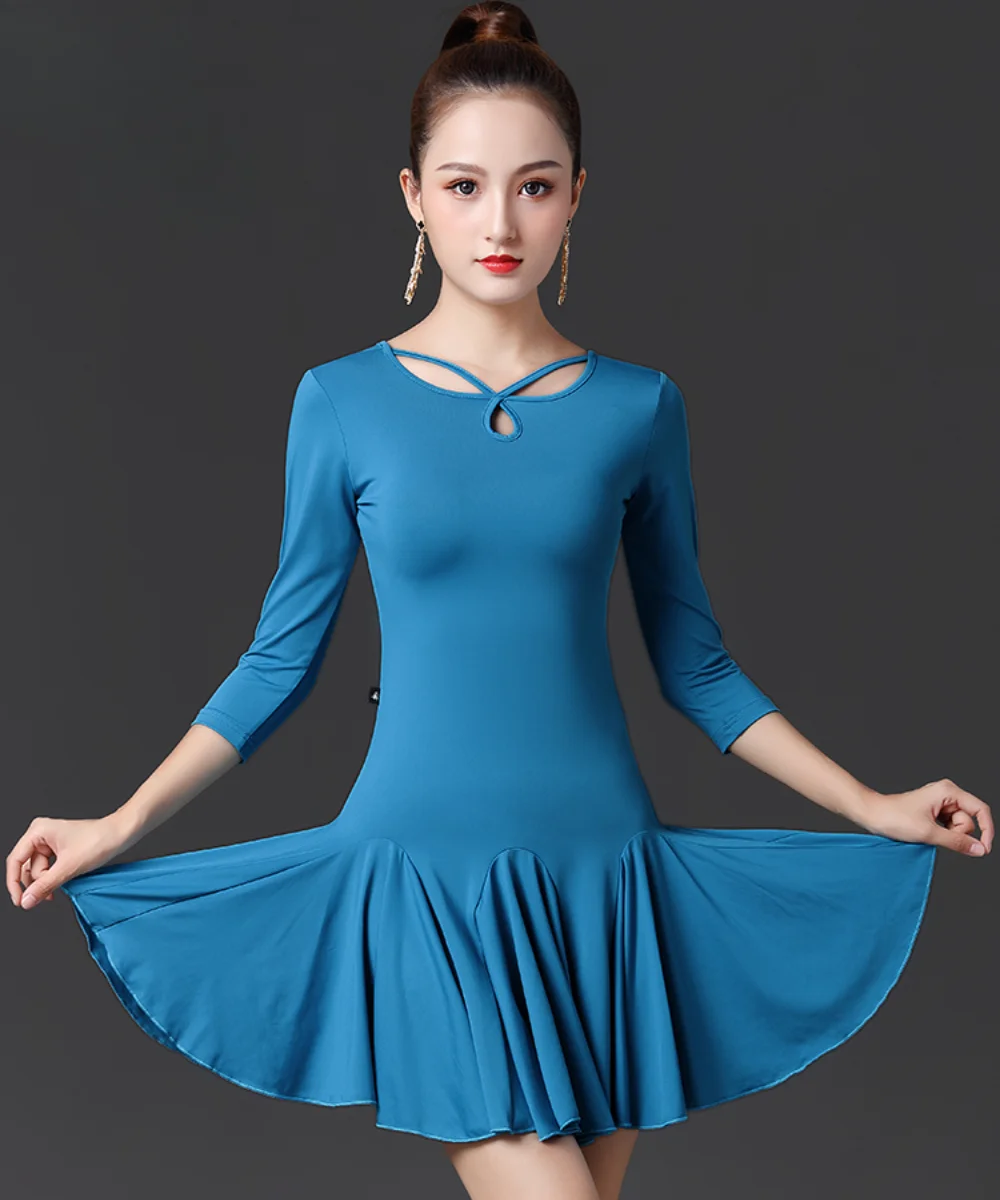 Party Dresses Women's Dance Suit Samba Adult Performing Ballroom Tango Cha Cha Latin Womens Dresses New Long Sleeve Dance Wear