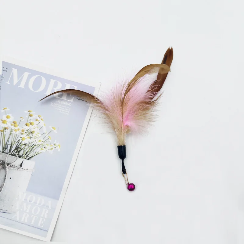 3/5/10 Uds. Palo de peluche para mascotas, campana de plumas, cabezal de repuesto, juguete de peluche para mascotas, juguete interactivo para aliviar el gato, juguetes para gatos