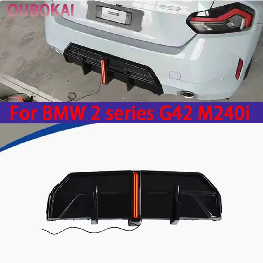 For BMW 2 series G42 M240i 2021+ Bright Black Car Rear Bumper Diffuser glossy black Rear Splitters Spoiler Back lip Body Kit