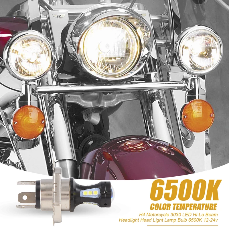 H4 Motorcycle 3030 LED Hi-Lo Beam Headlight Head Light Lamp Bulb 6500K 12-24v-A10G