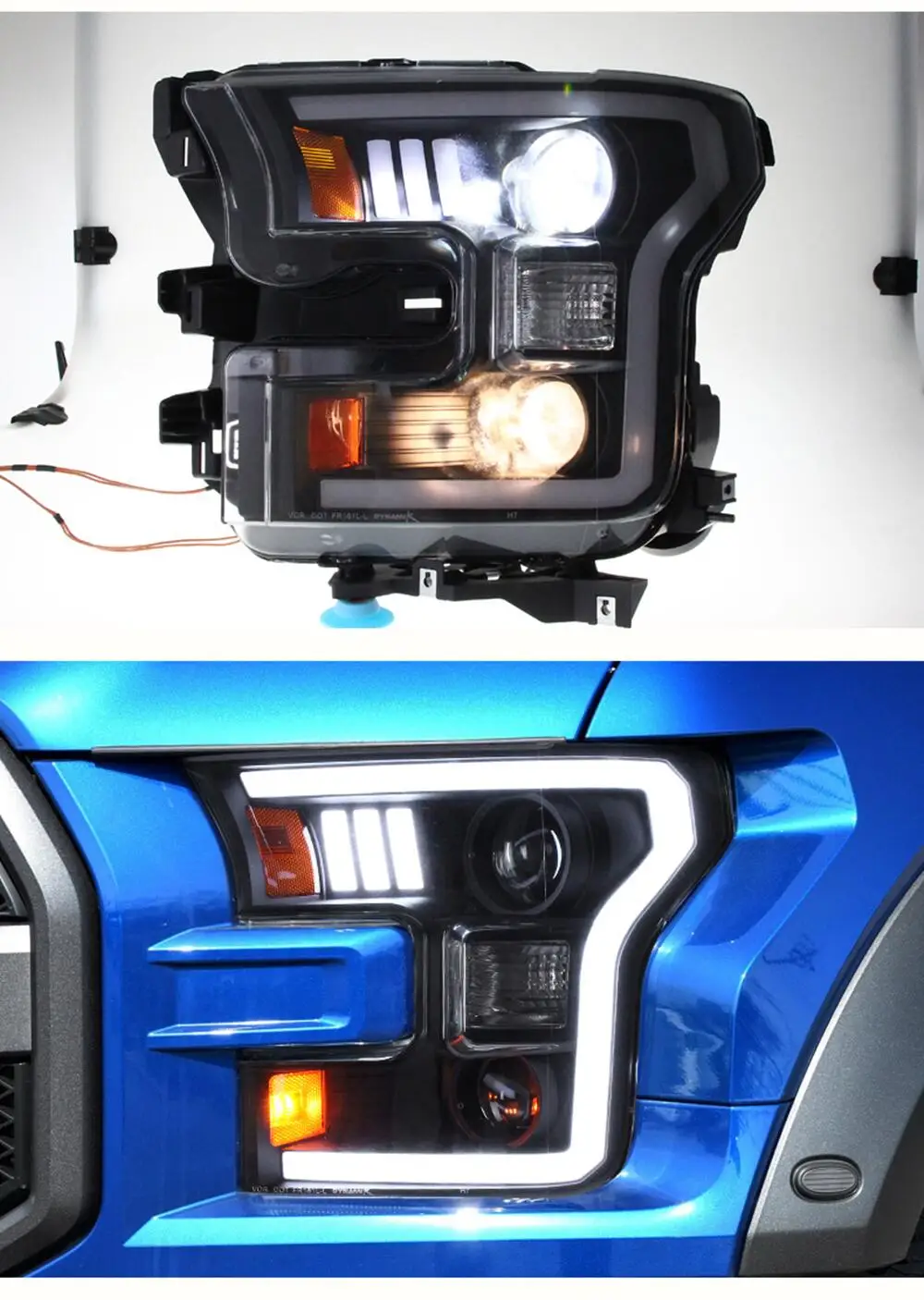 Pair of Car Headlight assembly For Ford Raptor F150 2015-20 American edition led DRL daytime running light turn signal headlamp