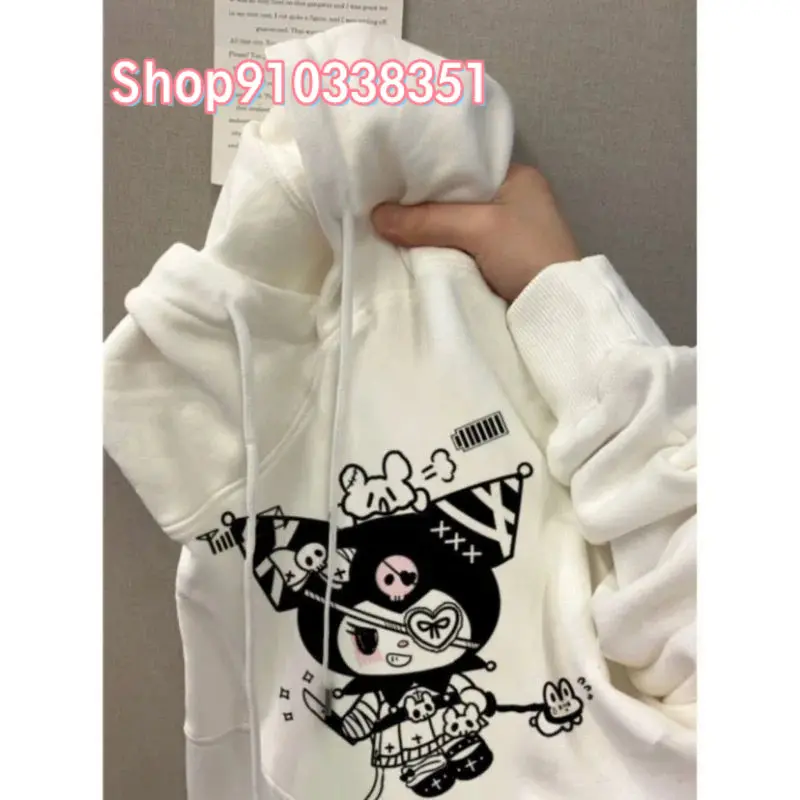 Trendy Anime Kuromi Print Womens Hoodie Comfortable Drawing Hoodie Long Sleeve Casual Sweatshirt for Girls Gifts Clothes Outdoor