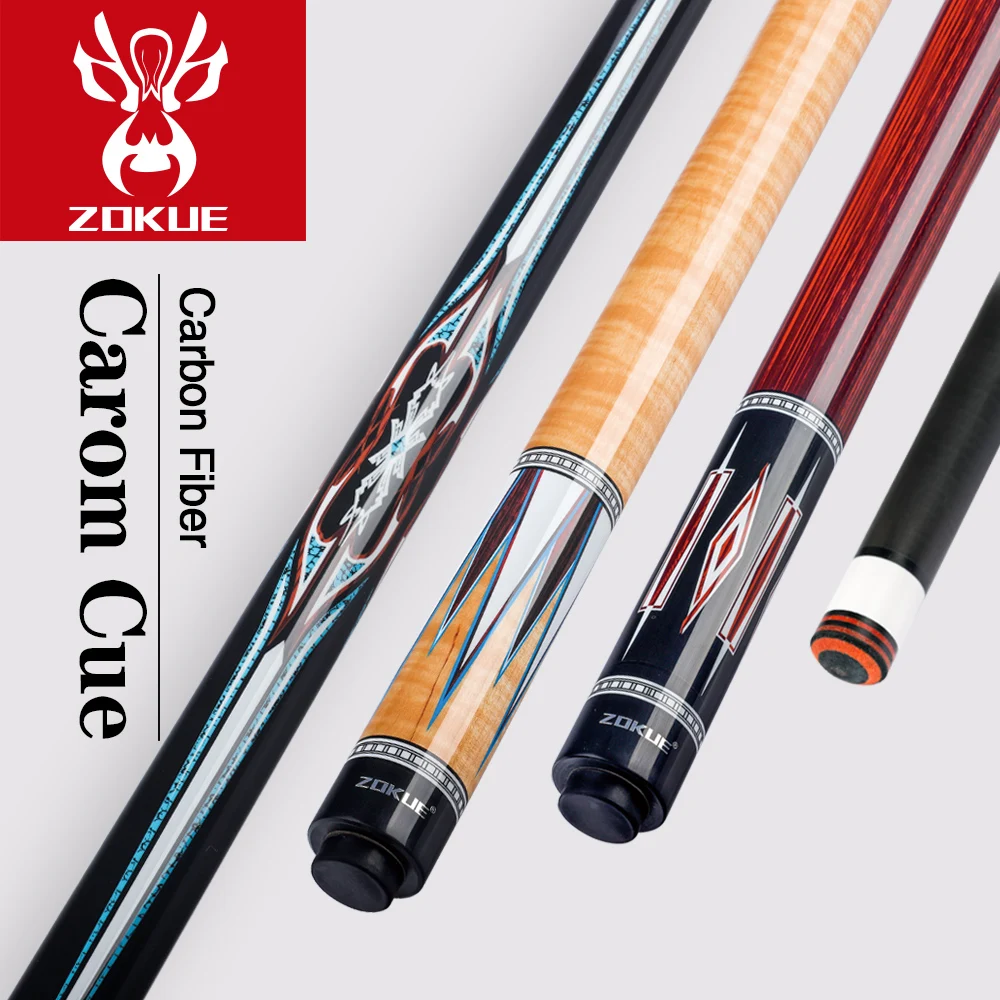 

ZOKUE Carom Stick with Carbon Fiber Shaft Maple Shaft 12mm Tip 142cm Professional 3 Cushion Cue for Carom Billiard Cue