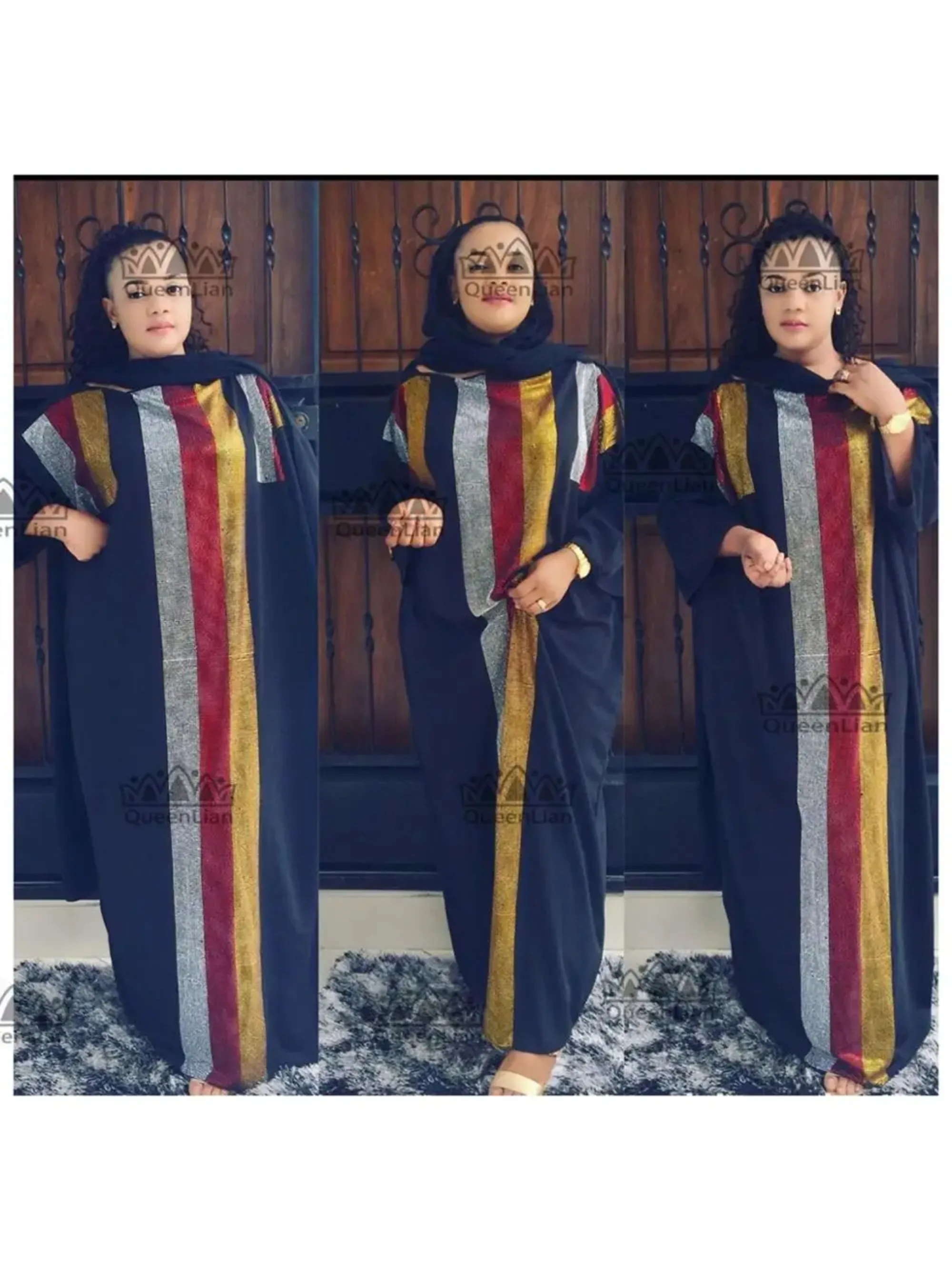 

African Dresses For Women 2024 Autumn Lady Clothing Diamonds Femme Robe Long Sleeve Maxi High Quality Muslim Dress