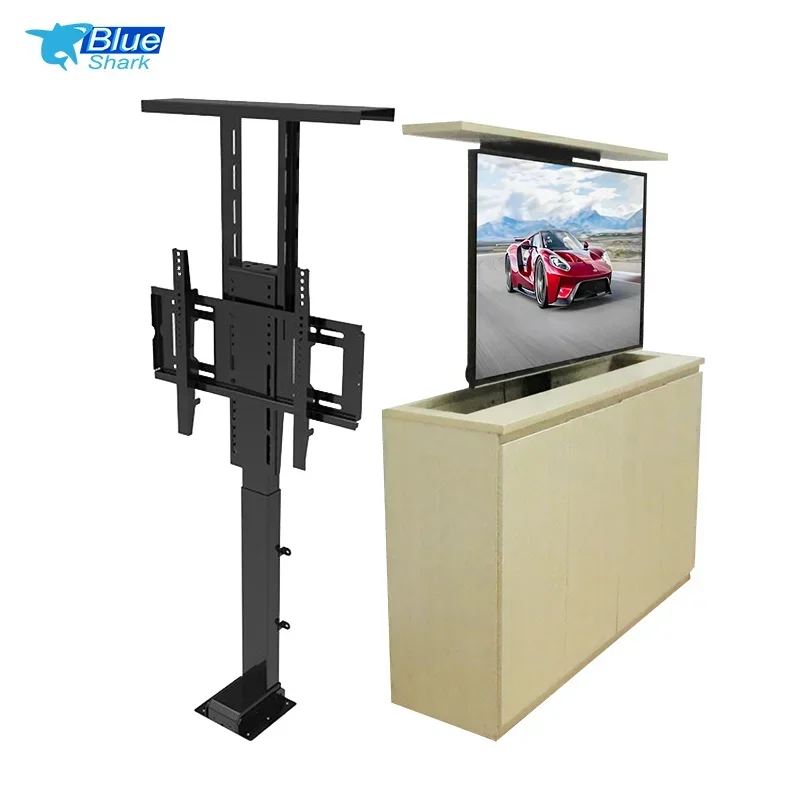 Motorized Hidden TV Cabinet Lift Electrically Height-Adjustable TV Bracket for Installation 32-70 Inches with Remote Control