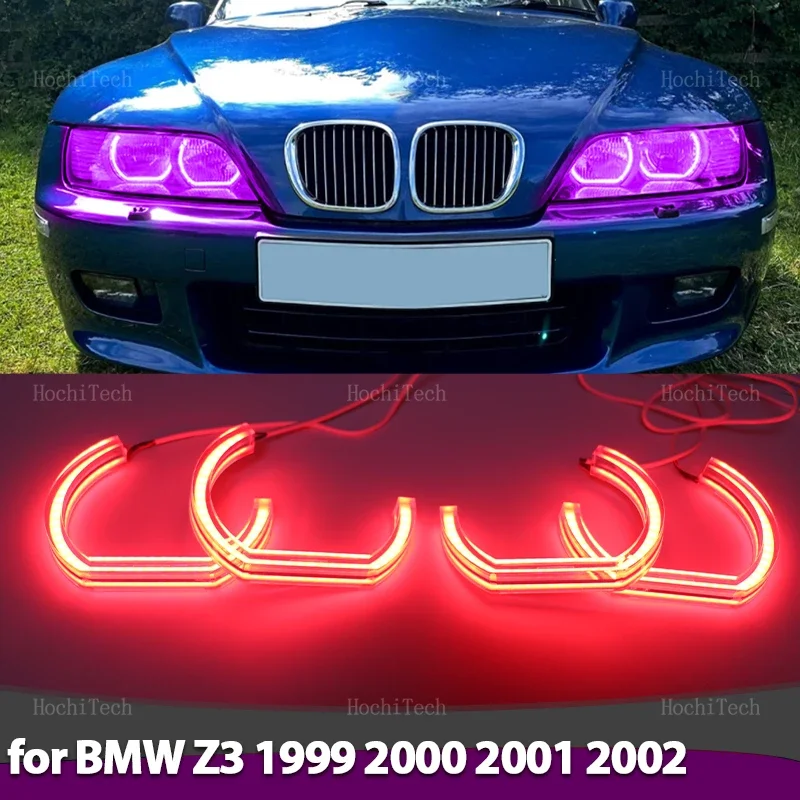 

Текущая RGB разноцветная светодиодная фара с управлением через приложение, кольцевая лампа «ангельские глазки», дневная модернизация для BMW Z3 1999 2000 2001 2002