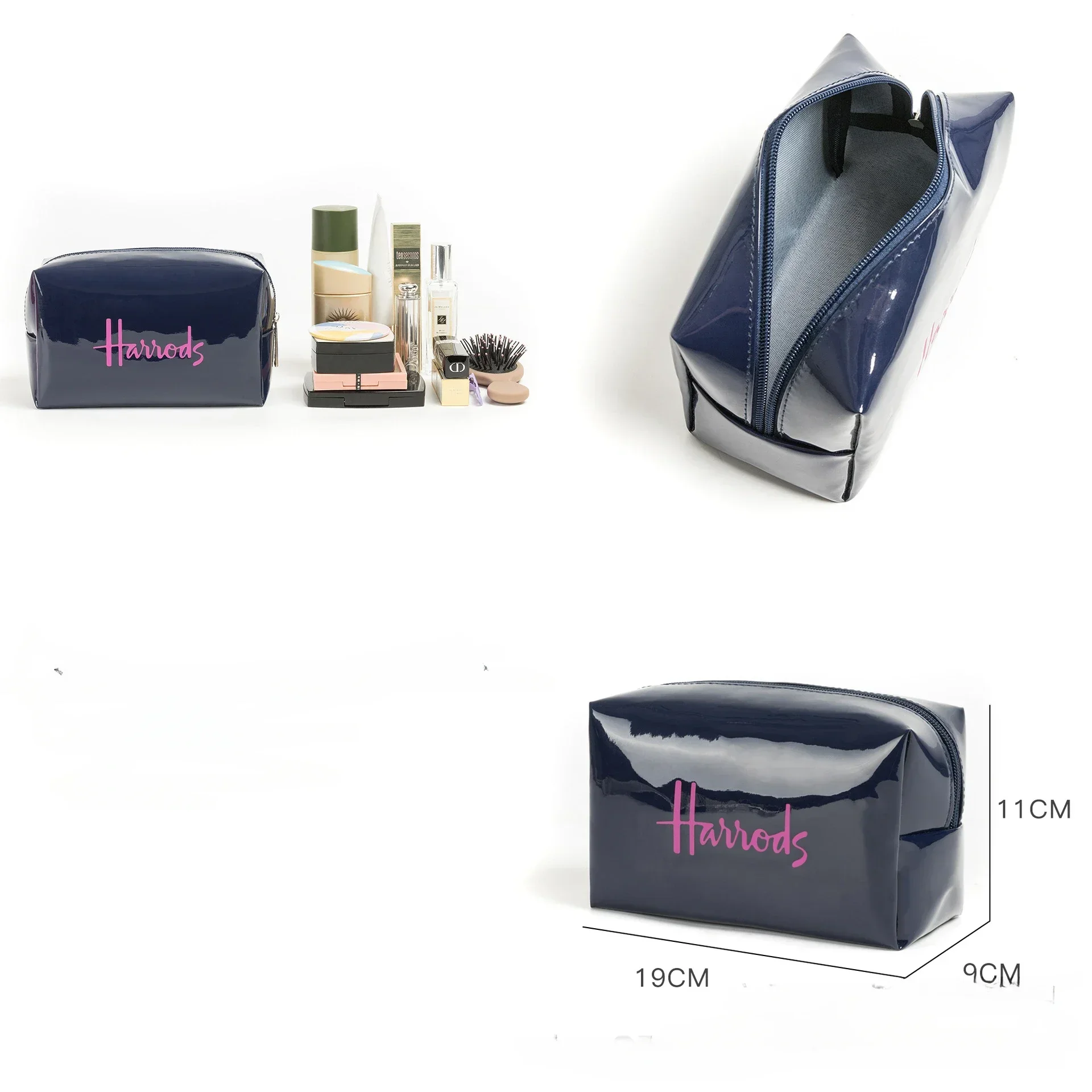 Harrods Zippered PVC MAKE-UP BAG Travel Toiletry Case