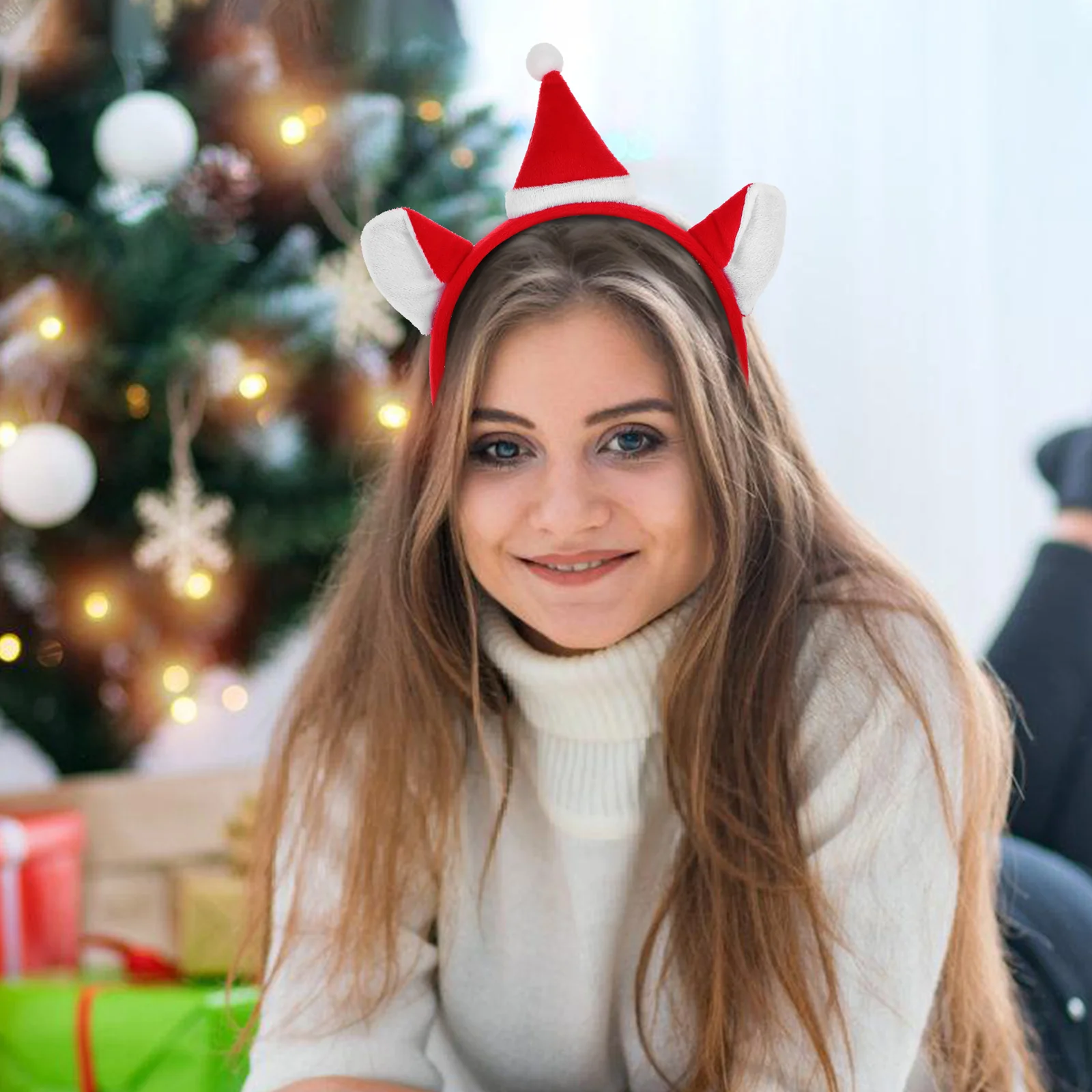 

Cute Christmas Cat Ears Headband Animal Ear Headdress Party Holiday Cosplay Women Size Lightweight Faux Pet Costume