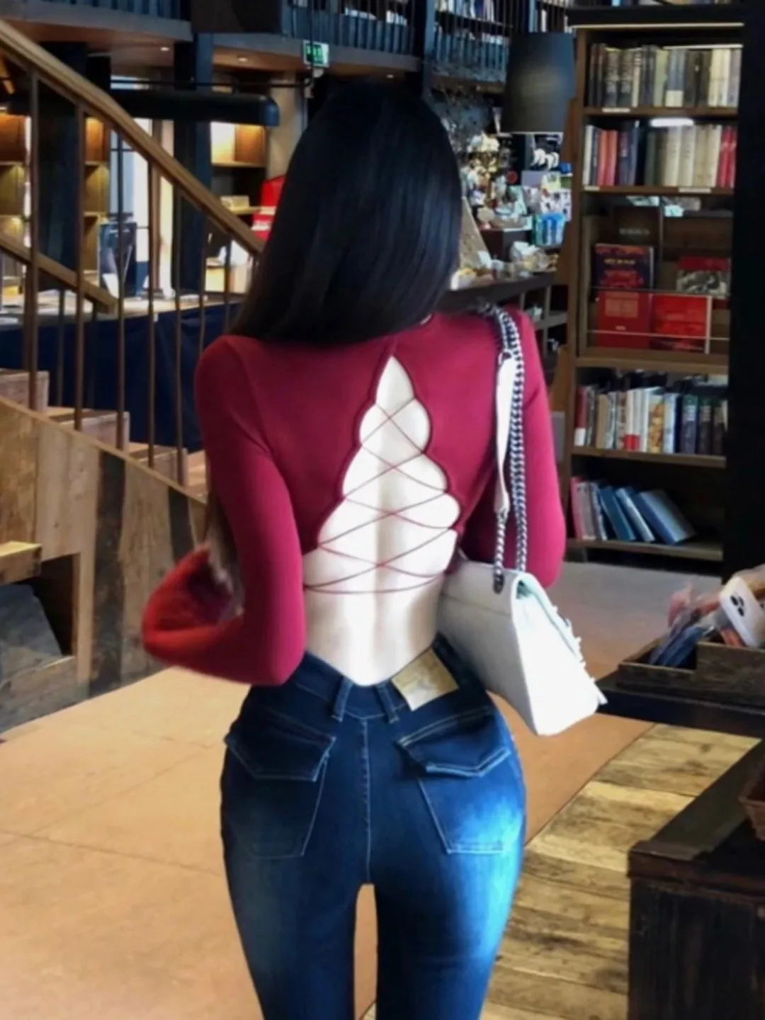 

Сексуальный красный длинный облегающий топ с вырезом, дизайнерский, в стиле «Spicy Girl», из хлопка, повседневный, для женщин, весна-осень 2026