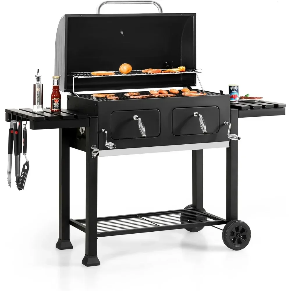 

BBQ Grills， Cooking Area, Outdoor Barbecue Grill Adjustable Charcoal Tray,easy-to-clean porcelain-enameled iron material