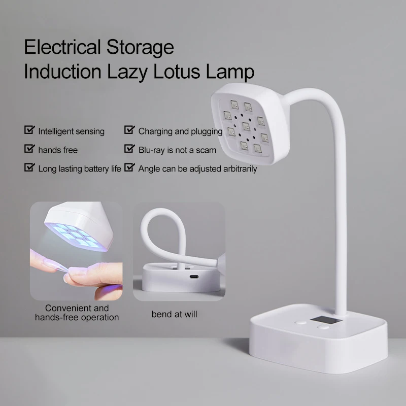 Mini lampada da tavolo UV a LED Lampada per unghie ricaricabile 360 °   Lampada per lucidatura delle unghie in gel pieghevole Asciugacapelli wireless per salone di manicure ad asciugatura rapida