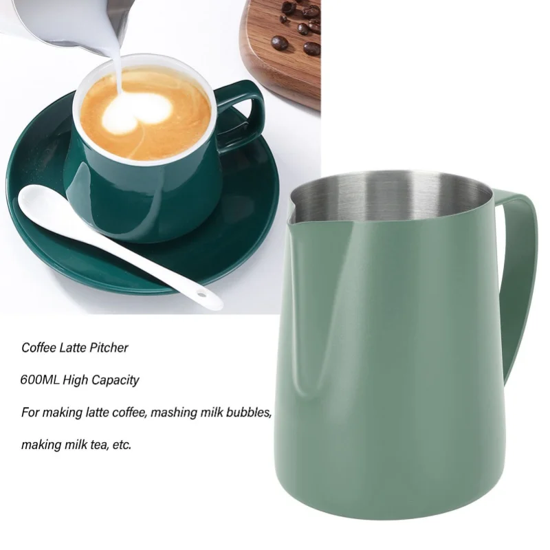 600ML Coffee Frothing Cup 304 Stainless Steel Milk Frother Jug Point Mouth Latte Art Pitcher With Inner Scale