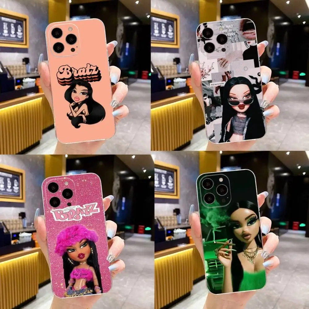 

Fashion B-Bratz Doll Phone Case For iPhone 16,15,14,13,12,11 Plus,Pro,Max,XR,XS,X,7,8 Plus,SE,Mini Transparent Soft Cover
