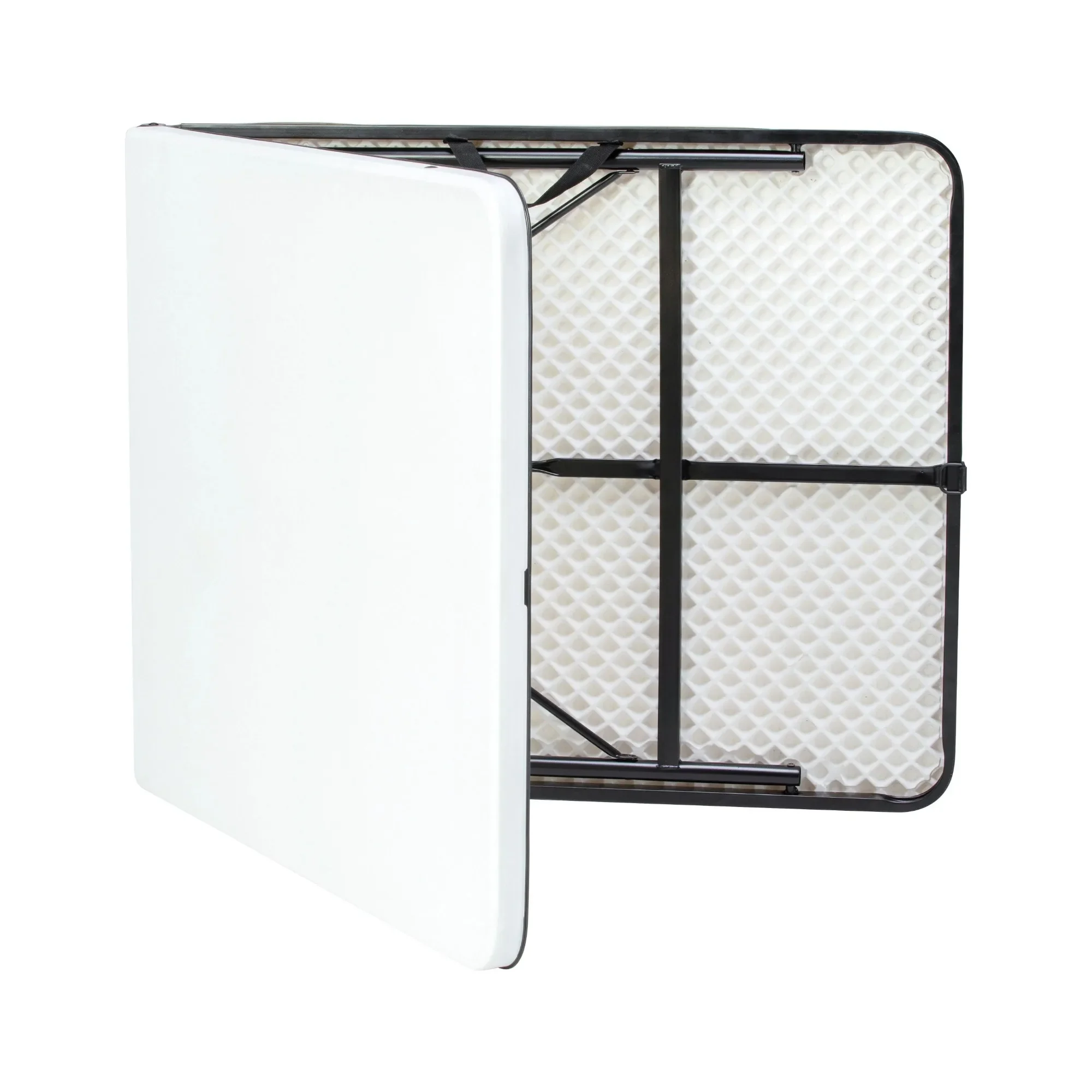 Mesa plegable de plástico plegable de 6 pies, almacenamiento conveniente, color blanco