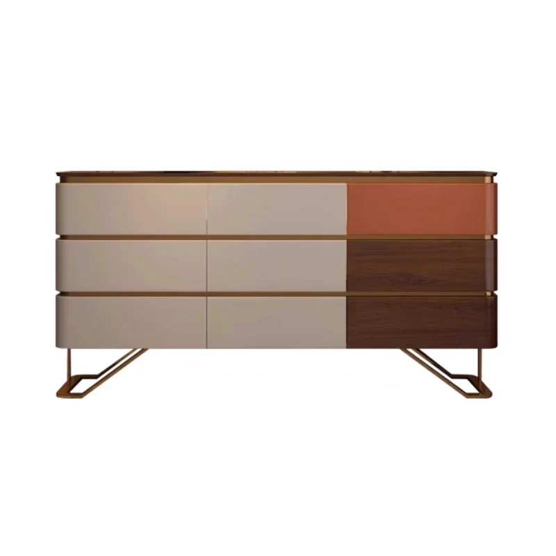 Antique solid wood side cabinet living room wall cabinet modern light