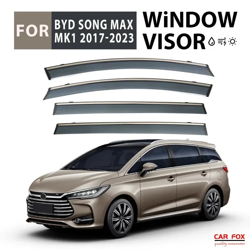 For BYD Song MAX 2017+ Window Visor Accessories Bright Strip Wind Deflectors Visors Rain Guard Door Visor Vent Shades Ventvisor