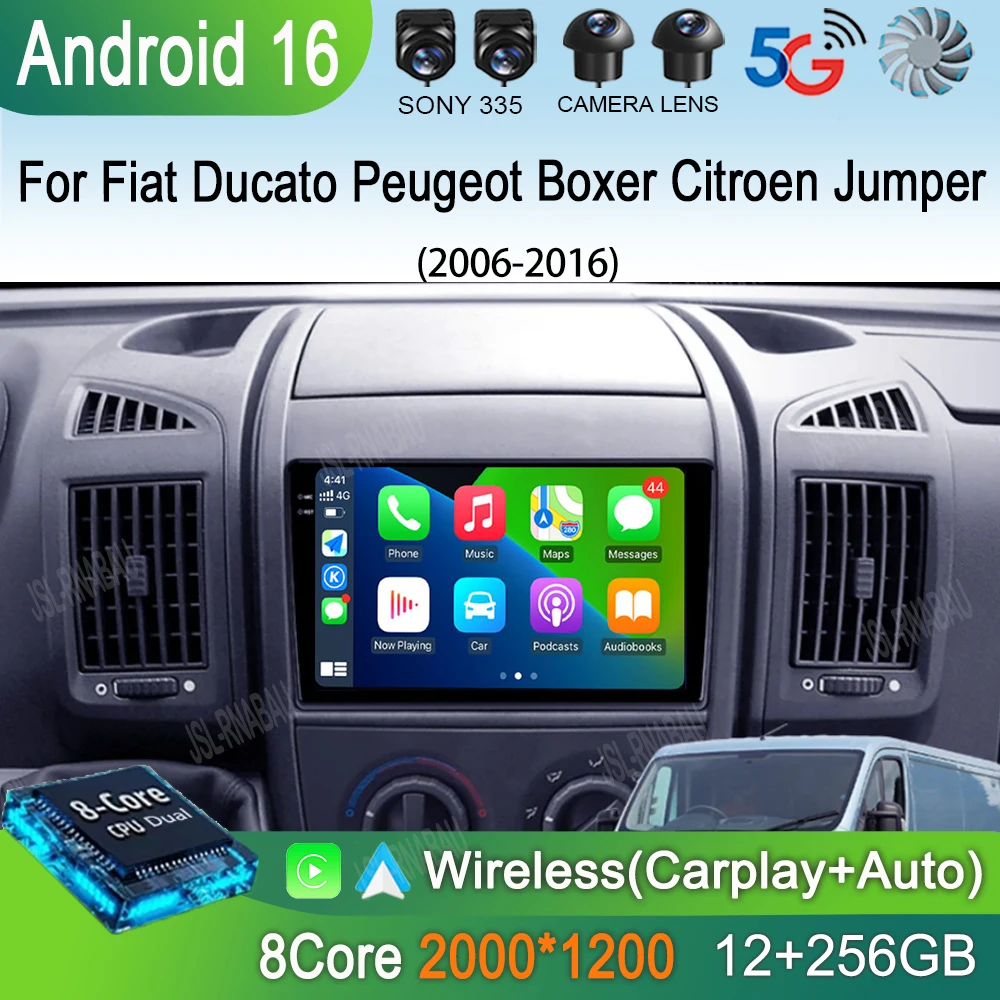 Android 16 For Fiat Ducato Peugeot Boxer Citroen Jumper 2006 -2016 Car Radio Wireless Carplay Multimedia Android Auto 4G