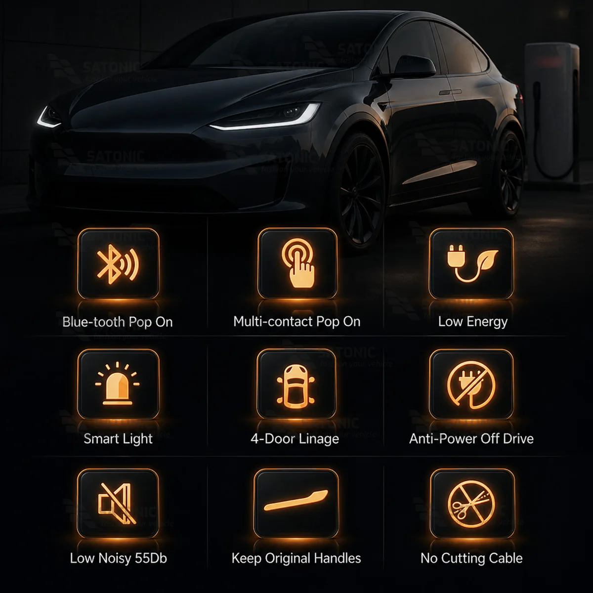 SATONIC Automatische Türgriffe für Tesla New Model Y YL Model 3 Highland, kabellose, werkseitig montierte Türgriffe – Detail 3