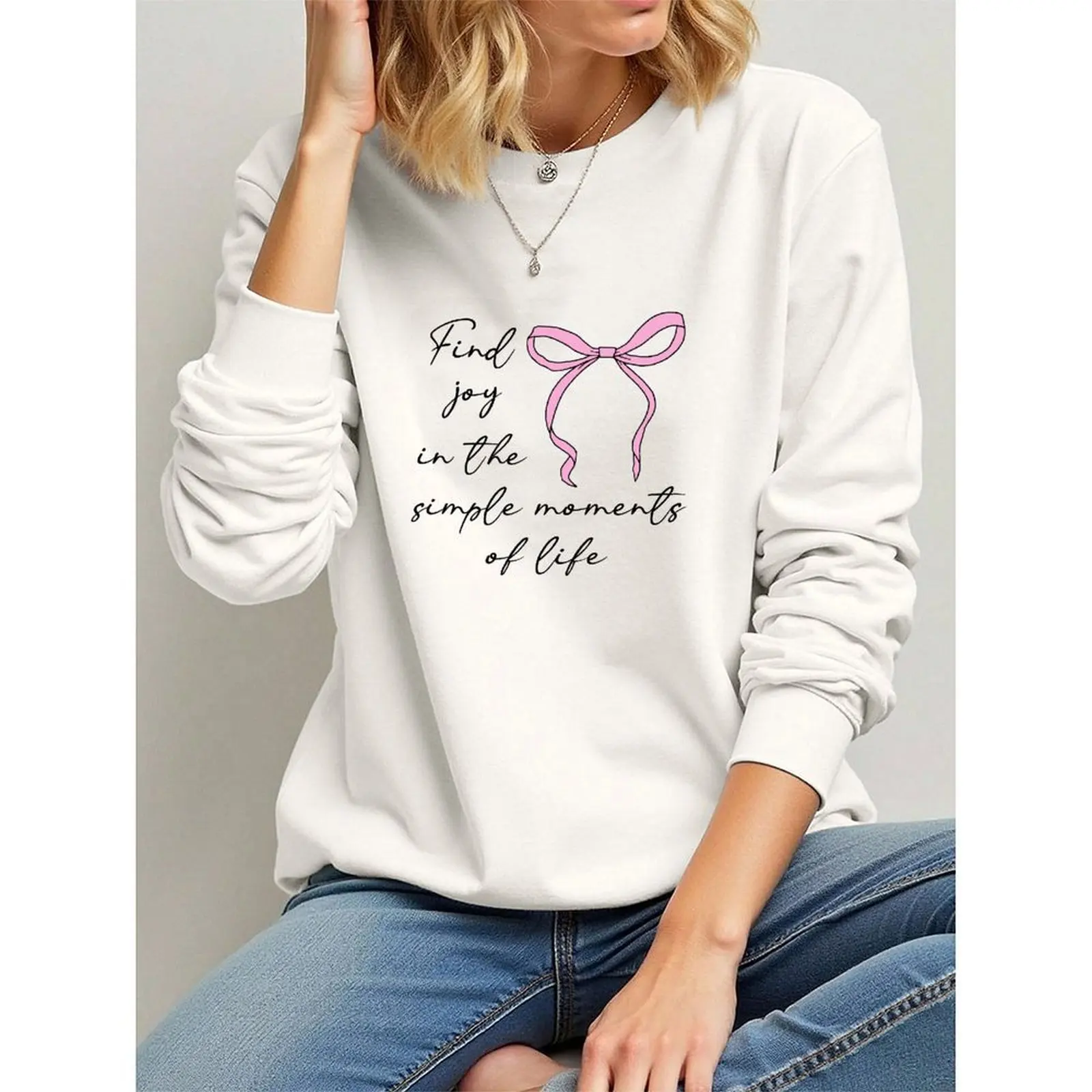 

Round Neck Women Pullover Sweatshirt Velvet Comfortable Winter Casual Long-sleeved Printed Pattern Sweater Winter Woman Clothes