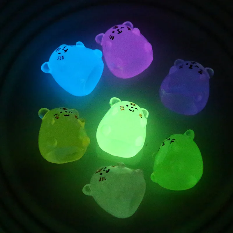 6 Pcs Creative Glow-in-the-dark Cute Tiger Moss Miniature Landscape Decoration Room Table Decoration Miniature Resin Crafts