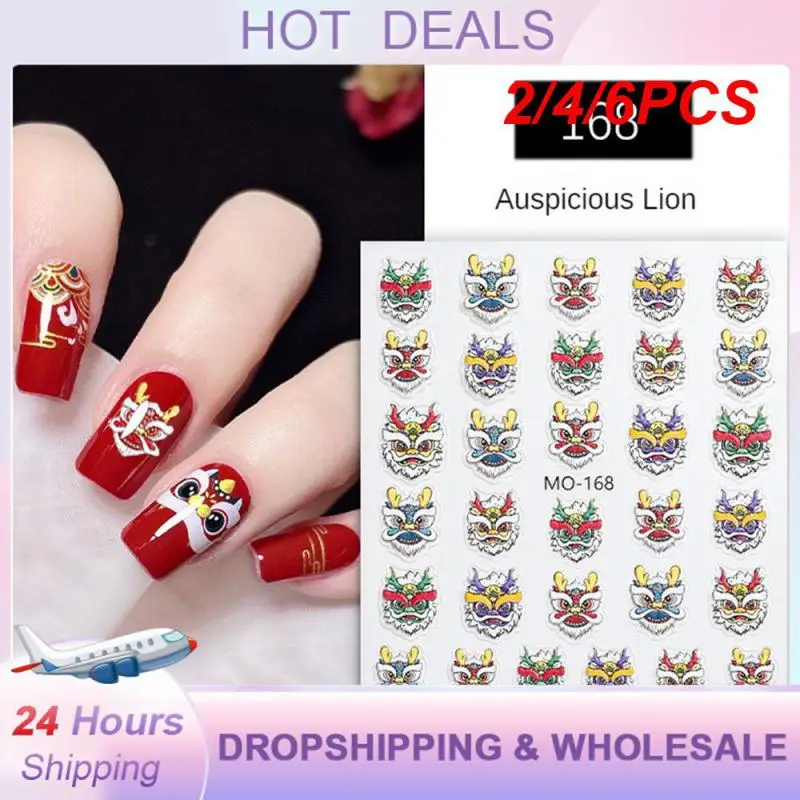 2/4/6PCS Cute Nail Art Sticker Easy To Apply And Remove Retro Festive Demand 5d Popular