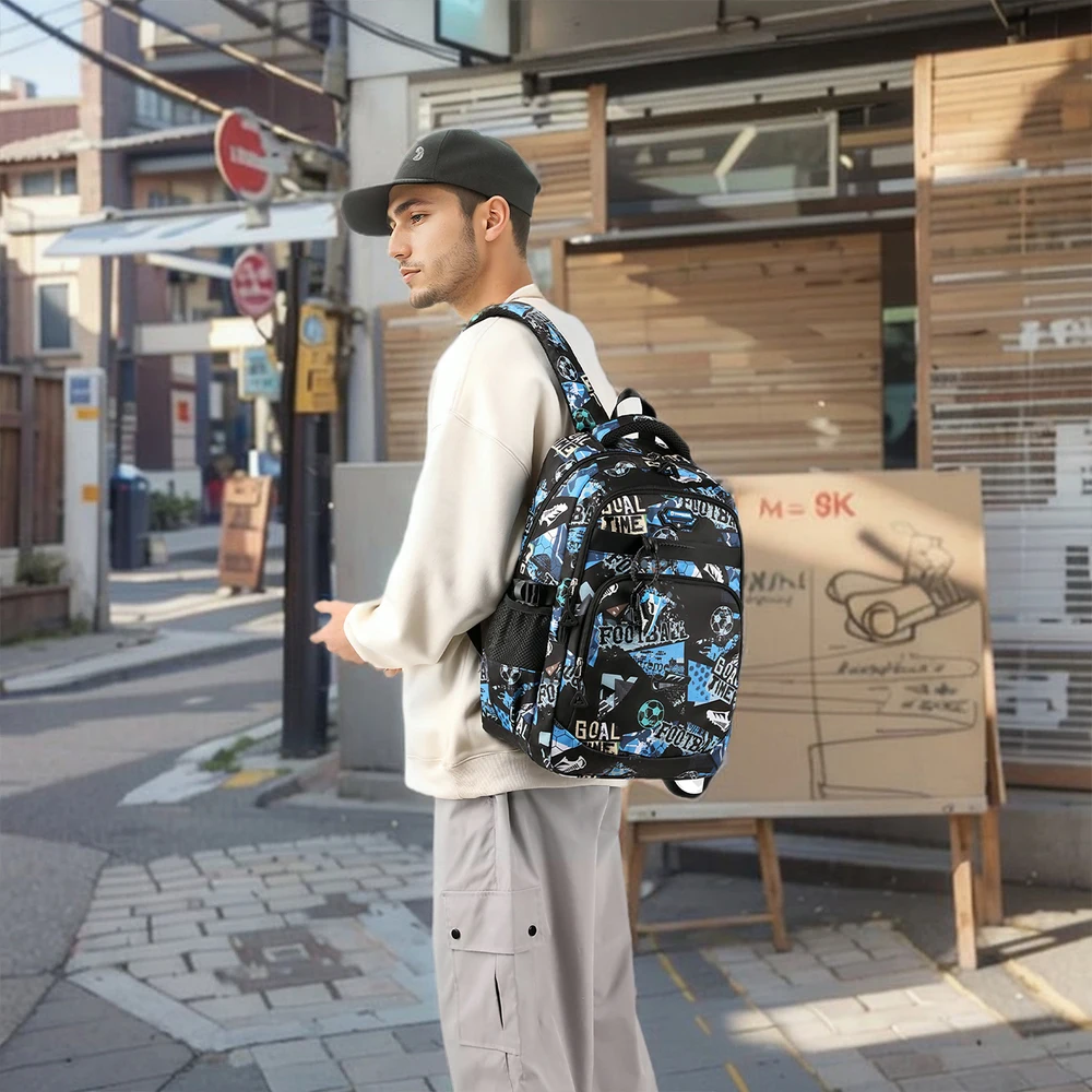 Mochila Escolar de Grande Capacidade com Peito, Mochilas Escolares Leves para Estudantes Primários e Médios