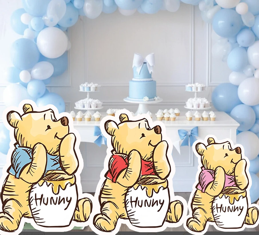 60 cm/90 cm classique Winnie l'ourson découpes toile de fond bébé douche accessoires fête d'anniversaire debout accessoires signe cour mousse conseil