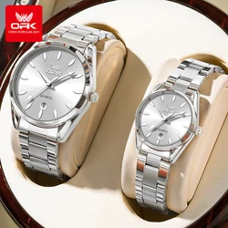 OPK 6038 Couple Watches Stainless steel Belt Deep Waterproof Calendar Hand Clock