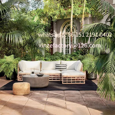 

Customizable Balcony Leisure Courtyard Homestay Villa Outdoor Garden Waterproof Sunscreen Rattan Chair Furniture Combination